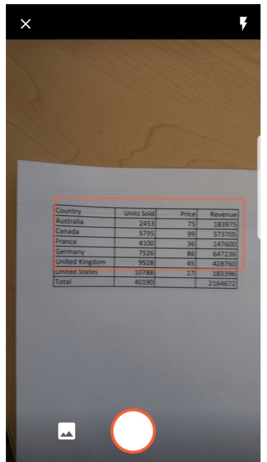 Capture photo for inserting data - Excel